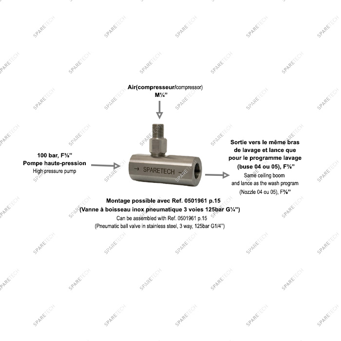 Stainless steel FOAMJET injector FF3/8'' and M1/4'' for air input