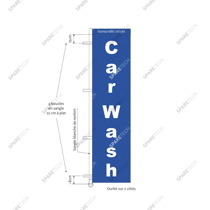 Blauen Fahnen "CARWASH" 4x1m mit Banner bar